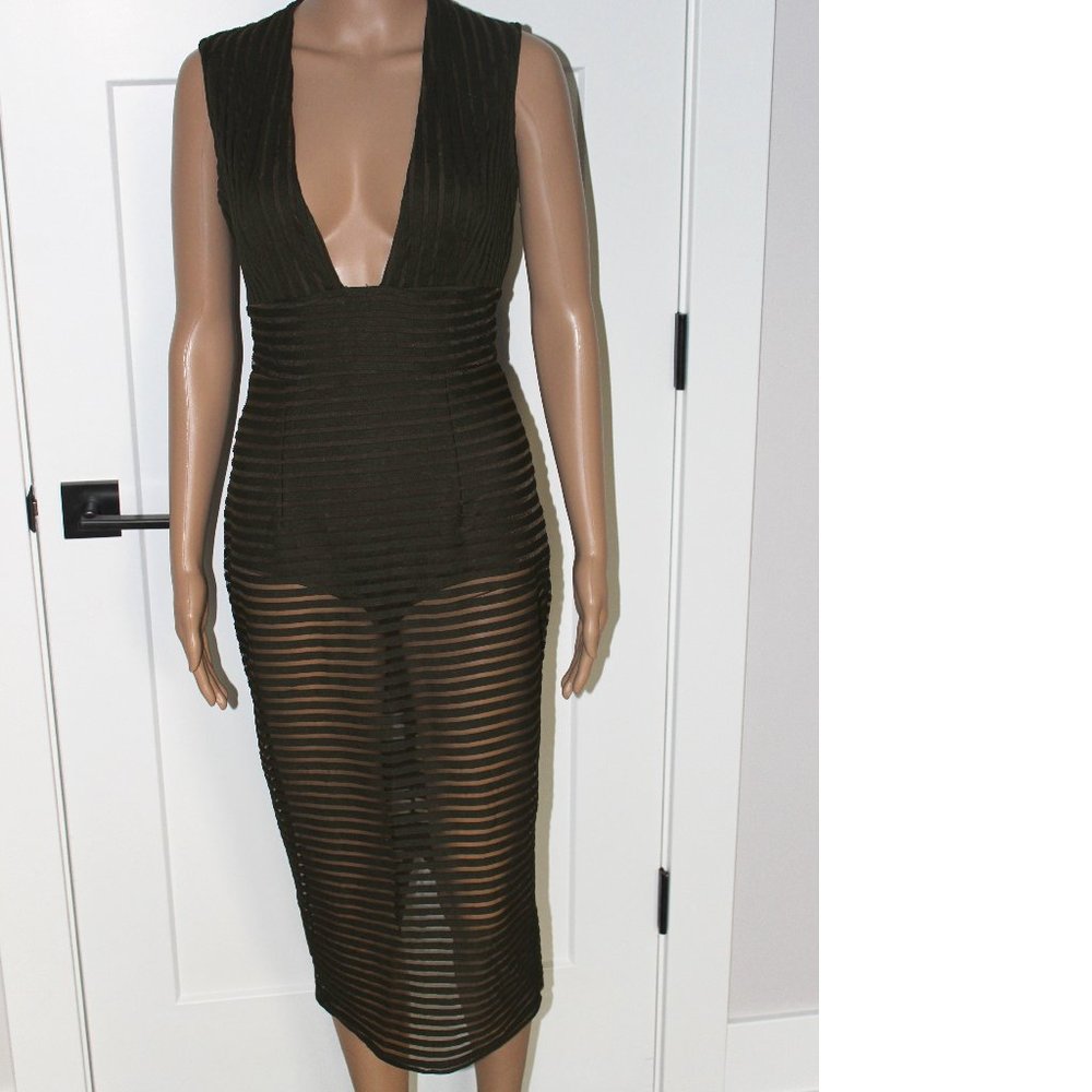 Missguided Military Green Burnout Midi Dress Size US 6